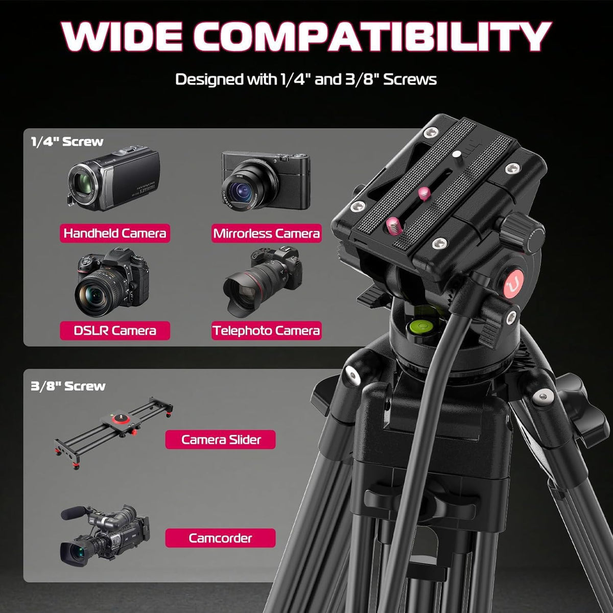 ULANZI MT-81 Camera Video Tripod with 360 Degree Fluid Head - product view 6