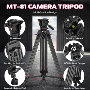 ULANZI MT-81 Camera Video Tripod with 360 Degree Fluid Head - product view 2