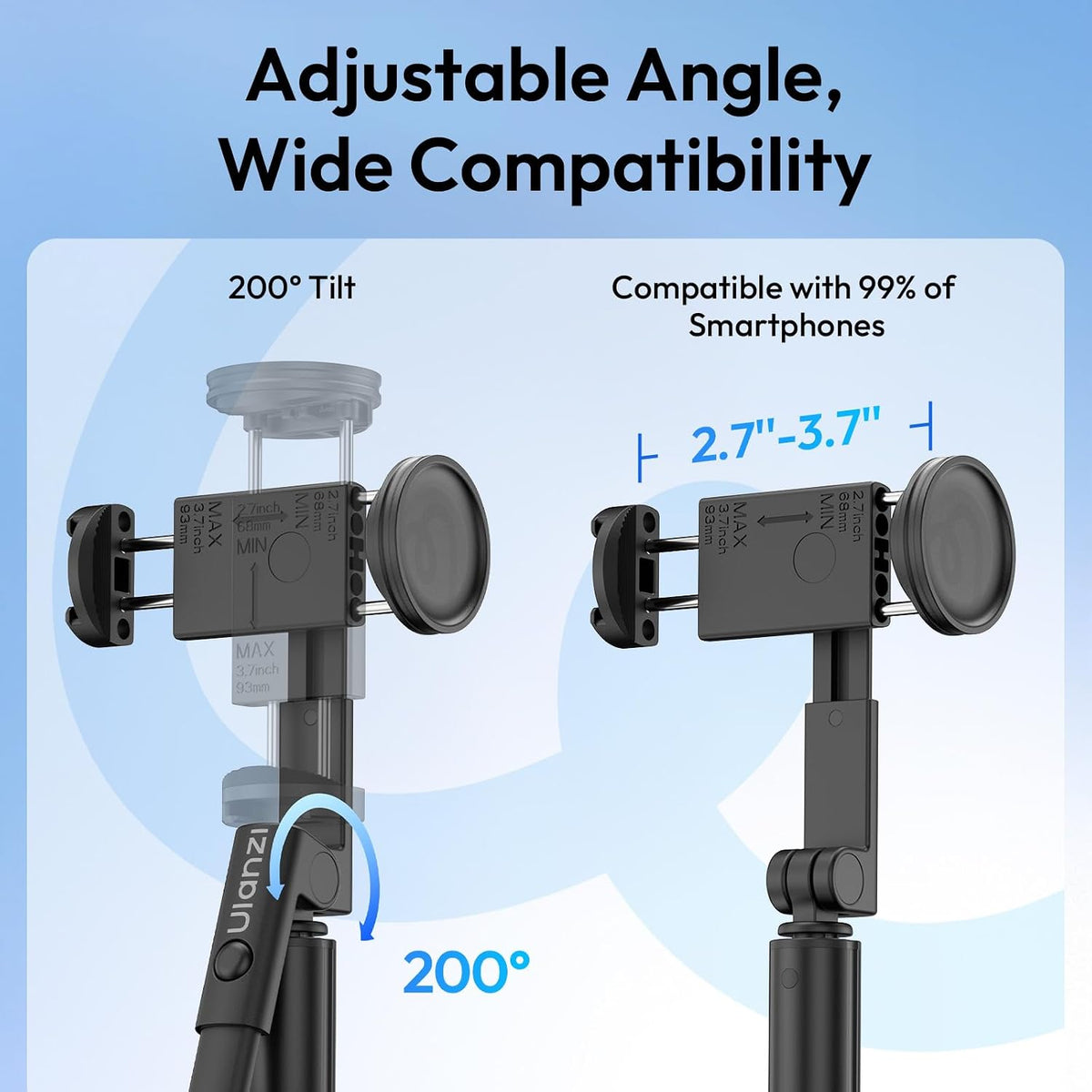 Ulanzi SK26 Portable Selfie Stick with Phone Holder (1m) - product view 4