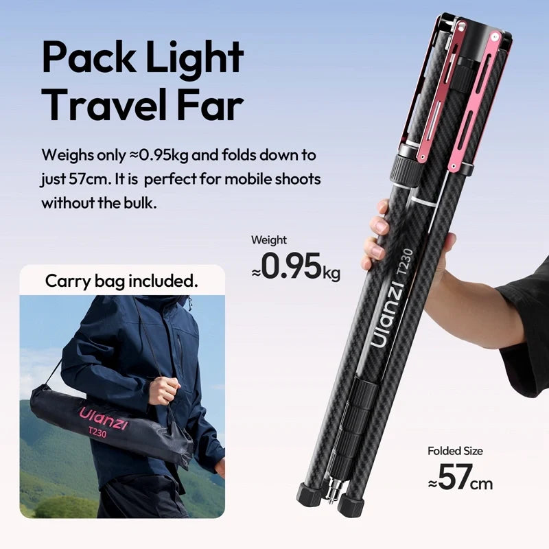 Ulanzi T230 Reversible Leg Carbon Fiber Light Stand alternate view 6