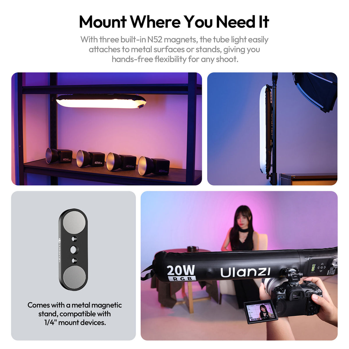 Ulanzi UA20C 20W RGB Magnetic Air Tube Light - product view 8